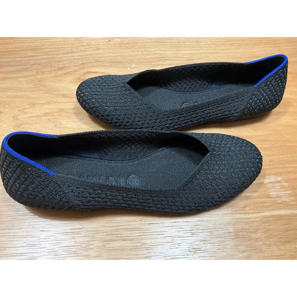 Rothys The Point Black Solid Knit Pointed Toe Flats Womens 10.5